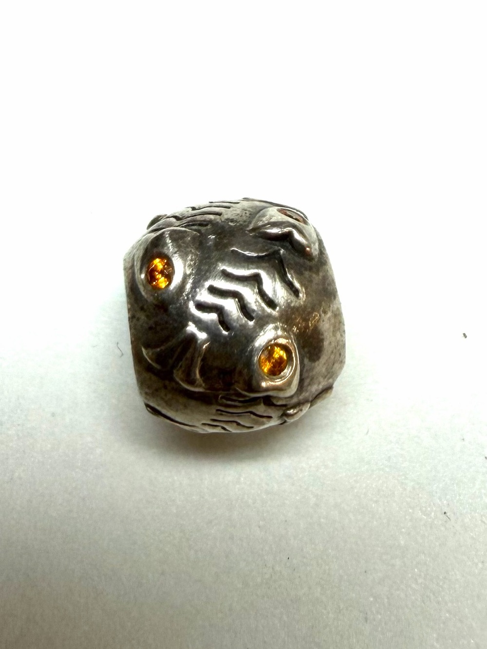 Pandora Sterling Silver Fish Bones Orange CZ Charm #790426OCZ RETIRED
